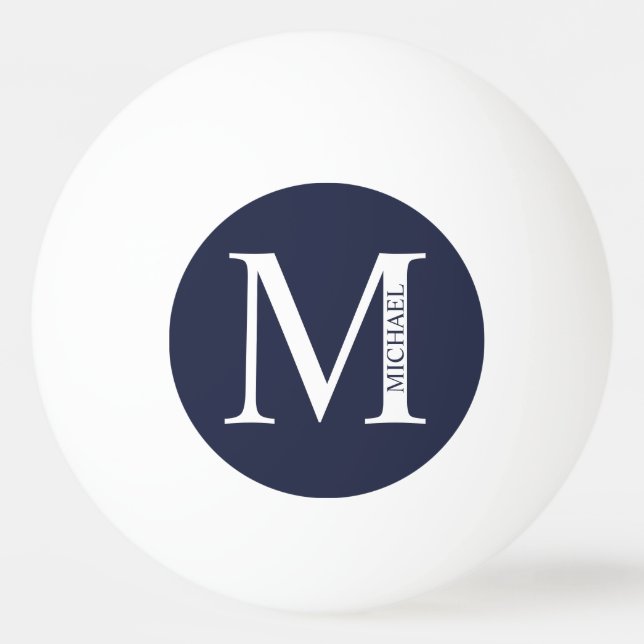Blå Personlig Monogram och Namn Pingisboll (Framsidan)