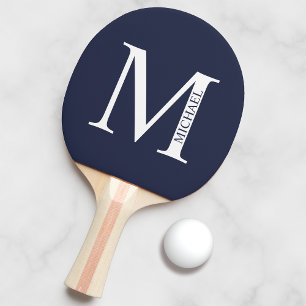 Blå Personlig Monogram och Namn Pingisracket