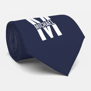 Blå Personlig Monogram och Namn Slips