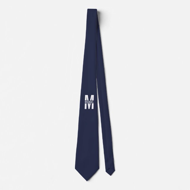 Blå Personlig Monogram och Namn Slips (Framsida)