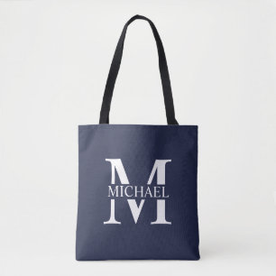 Blå Personlig Monogram och Namn Tygkasse