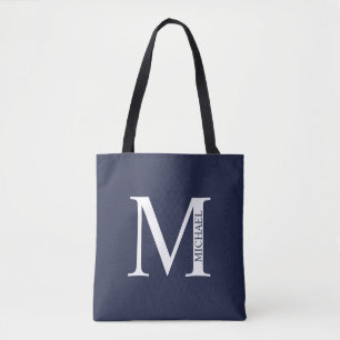 Blå Personlig Monogram och Namn Tygkasse