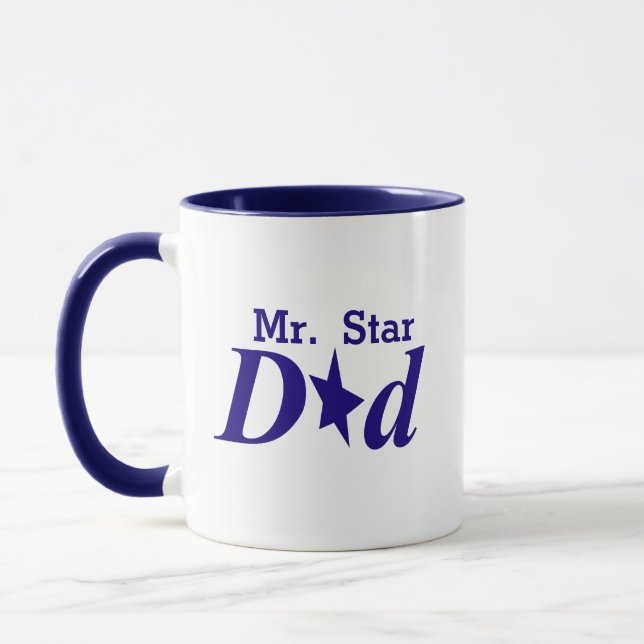 Blå Personlig Mr. Star Pappa Mugg (Vänster)