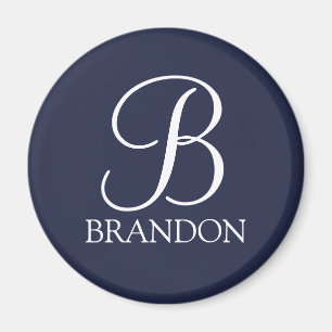 Blå Personlig-skript, Monogram och Namn Magnet