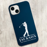 Blå Personligen Monogram Golfer<br><div class="desc">Den här designen har en golfer som växlar en klubb och har två fält som du kan använda att anpassa - kanske med ett namn och golflag namn eller klubb.</div>