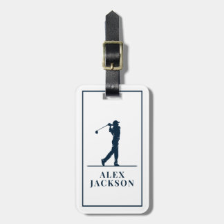 Blå Personligen Monogram Golfer Bagagebricka