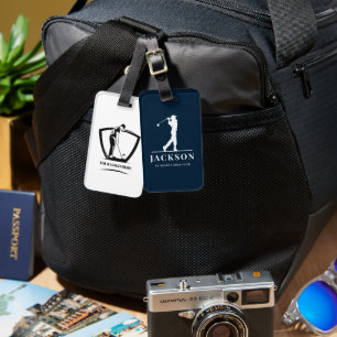 Blå Personligen Monogram Golfer Bagagebricka