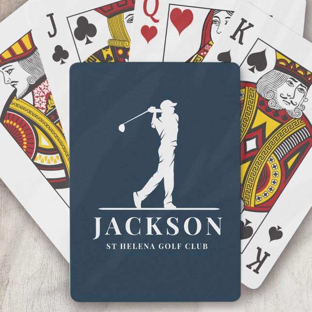Blå Personligen Monogram Golfer Casinokort (Skapare uppladdad)