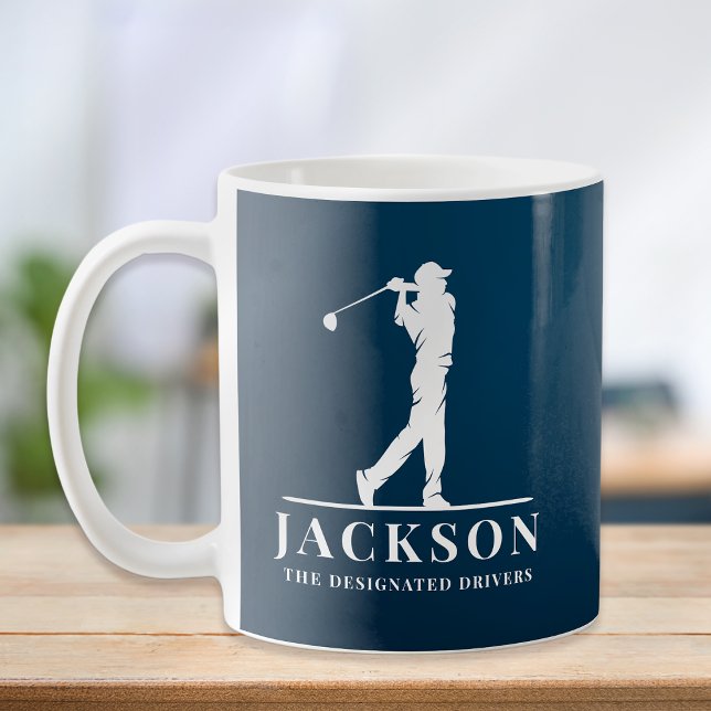 Blå Personligen Monogram Golfer Kaffemugg (Skapare uppladdad)