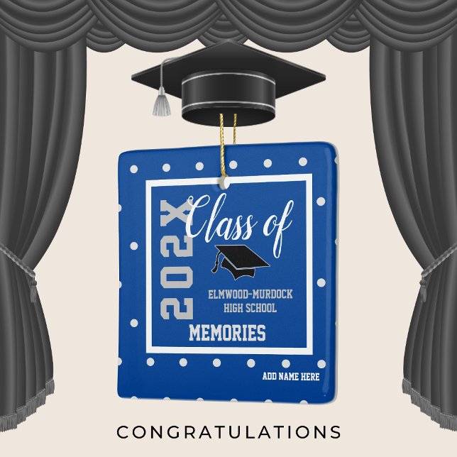 Blå Personligen Studenten jul Julgransprydnad Keramik (Graduation gifts boys love)