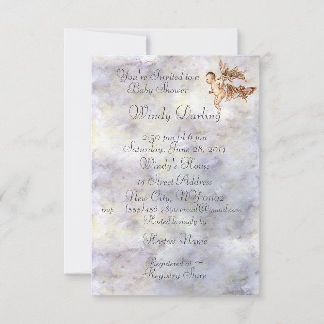 Blå Peter Pan Baby flyger med FairiesShower Invi Spara Datumet (Framsida)