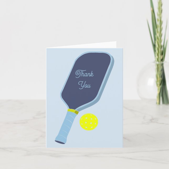 Blå Pickleballracket och Boll Tack Kort (Framsida)