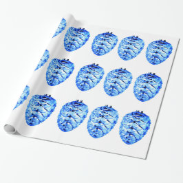 Blå Pinecones Wrapping Papper Presentpapper