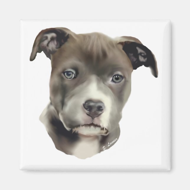 Blå Pitbull Magnet (Framsidan)