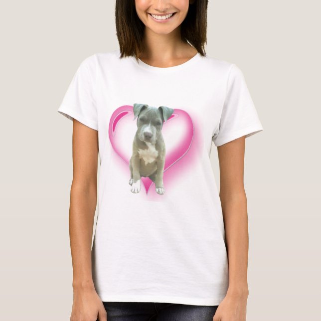Blå pitbull-valp t-shirt (Framsida)