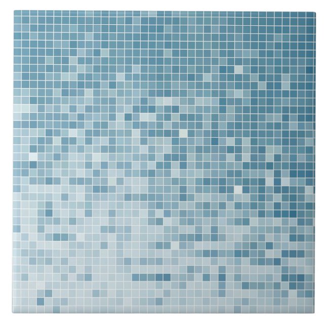Blå Pixelmosaikgradient Kakelplatta (Framsidan)