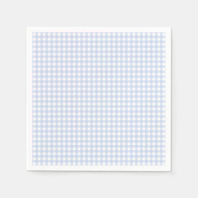 Blå Plaid Gingham Bebis Kalas Pappersservett (Framsidan)