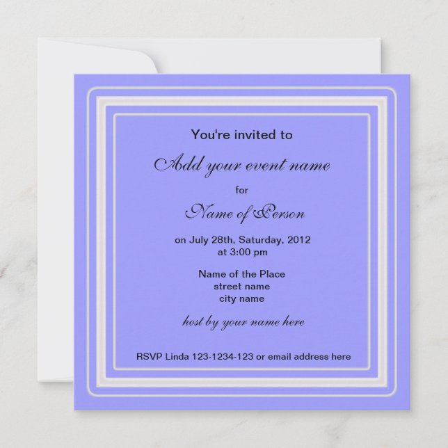 Blå planerad blomkål för alla parter inbjudan (Framsida)