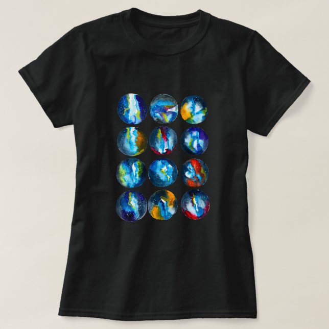 Blå planet nebulosa galax akvarell t shirt (Design framsida)