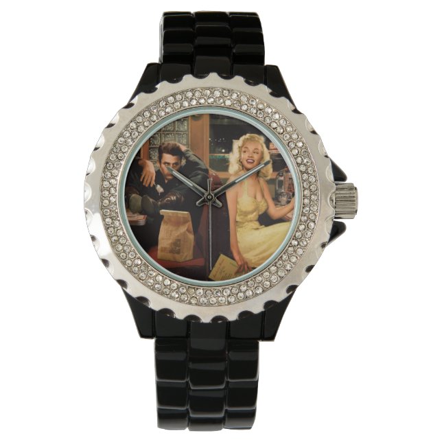 Blå platta armbandsur (Framsida)