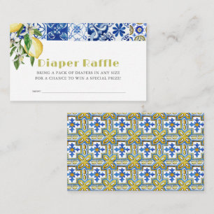 Blå plattan Citrus Lemon Baby Diaper Raffle Biljet Tilläggskort