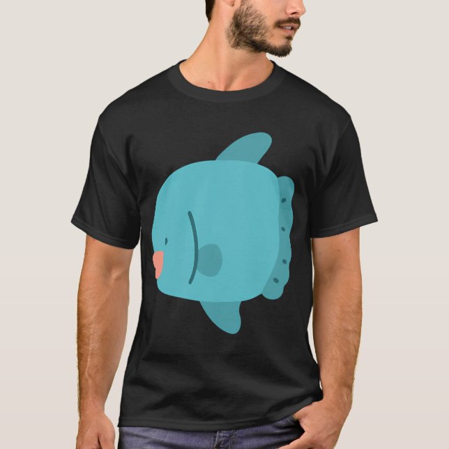 Blå plattfärgad havssol fisk t shirt (Framsida)