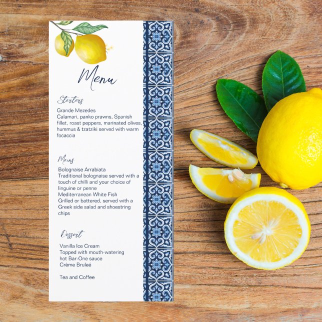 Blå plattor, citron, Amalfi-möhippa, mall (Skapare uppladdad)