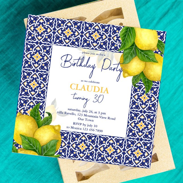 Blå plattor, citron, Amalfi Positano-födelsedagsfe (Skapare uppladdad)