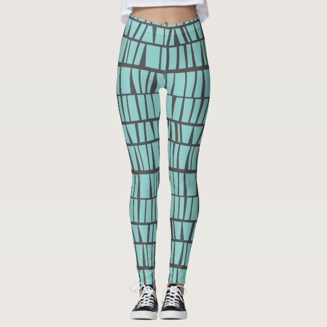 Blå plattor leggings (Framsida)