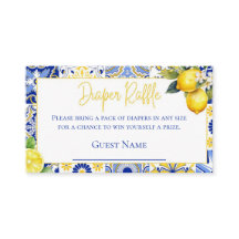 Blå plattor Lemon Baby Shower Diaper Raffle