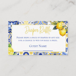 Blå plattor Lemon Baby Shower Diaper Raffle Tilläggskort