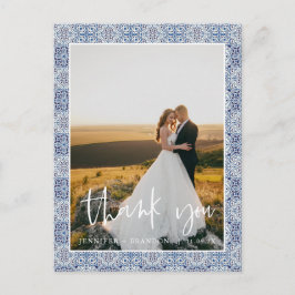 Blå plattor Tack | Bröllop-fotovykort Vykort