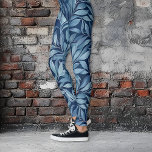 Blå plommon leggings<br><div class="desc">Blå fjädrar dansar över dessa baljor.</div>