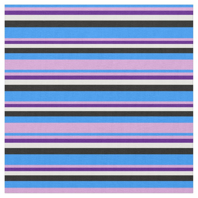 Blå, Plum, Indigo, Vit och Svart Färgad Tyg (Närbild)