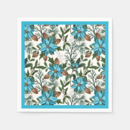 Blå Poinsettia och Gräs Pappersservett