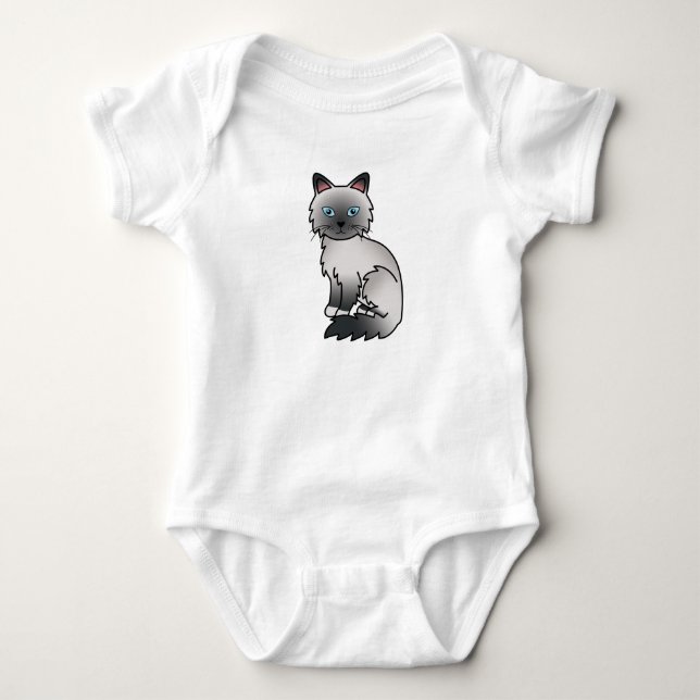 Blå Point Birman / Ragdoll Katt Tee Shirt (Framsida)
