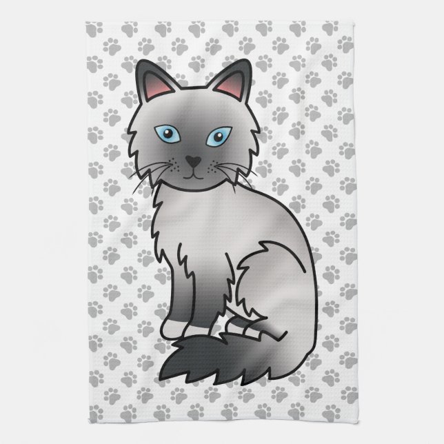 Blå Point Birman / Ragdoll Söt Katt & Tass Kökshandduk (Vertikal)
