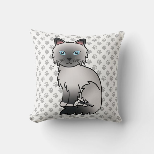 Blå Point Birman / Ragdoll Söt Katt & Tass Kudde (Framsida)