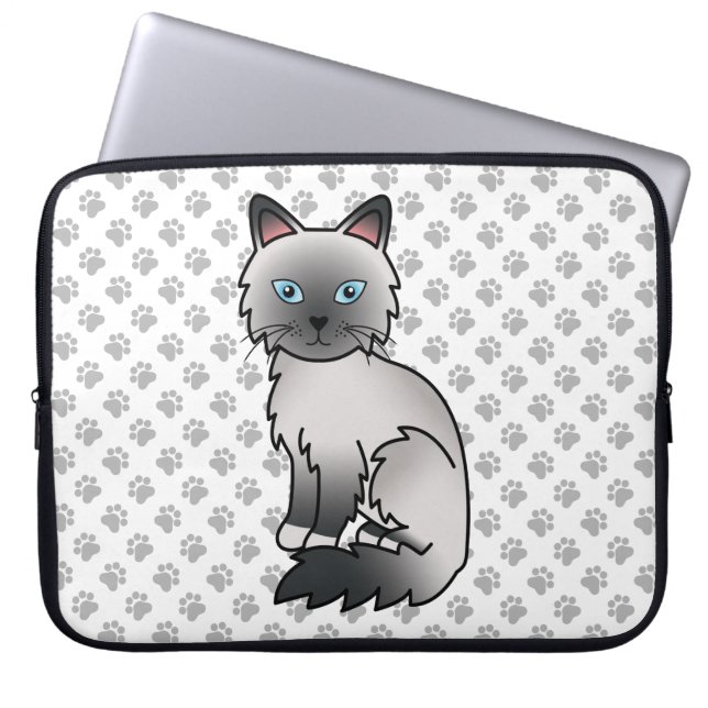 Blå Point Birman / Ragdoll Söt Katt & Tassar Laptop Fodral (Framsidan)