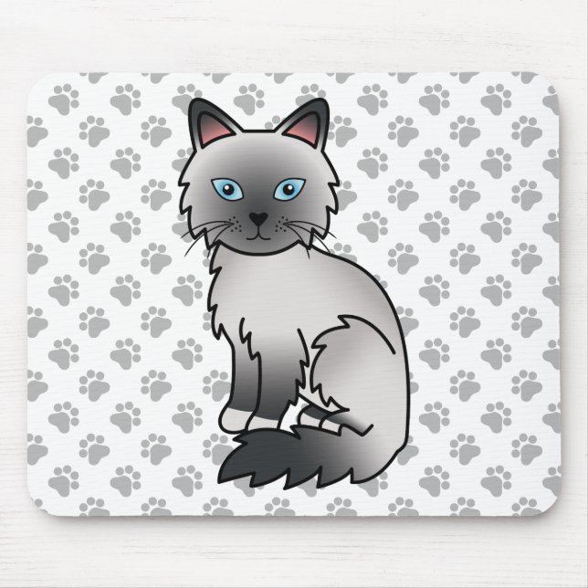Blå Point Birman / Ragdoll Söt Katt & Tassar Musmatta (Framsidan)