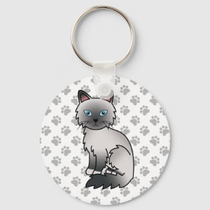 Blå Point Birman / Ragdoll Söt Katt & Tassar Nyckelring