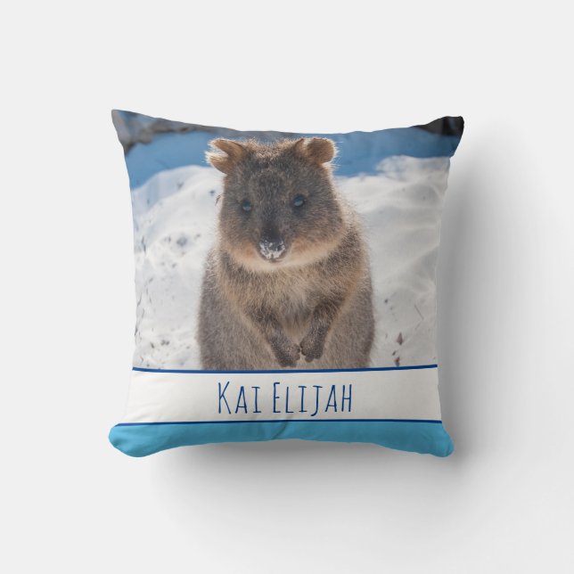 Blå pojkar Personlig Quokka Strand Kudde (Framsida)