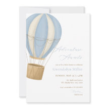 Blå Pojke Äventyr Väntar Baby Shower Inbjudan