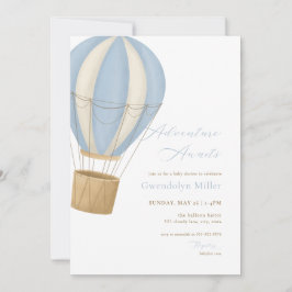 Blå Pojke Äventyr Väntar Baby Shower Inbjudan