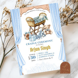 Blå pojke baby shower vagga ceremoni inbjudningar
