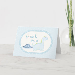 Blå Pojke Berg Förhistorisk Dinosaurie Baby Shower Tack Kort