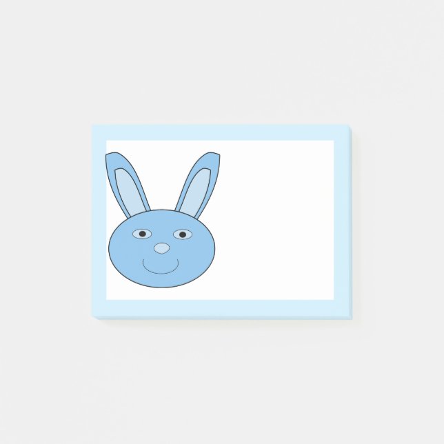 Blå Pojke Kanin Ansikte Vår Påsk Post-it Block (Framsida)