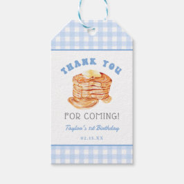 Blå Pojke Pannkaksfrukost Födelsedags Tacksamhet Presentetikett