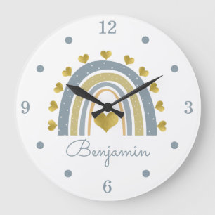 Blå Pojke-regnbågsluss för akrylvägg Stor Klocka