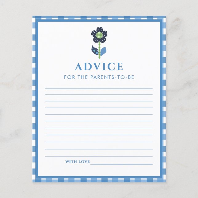 Blå Pojke Söt Elefant Råd Föräldrar Baby Shower (Framsida)